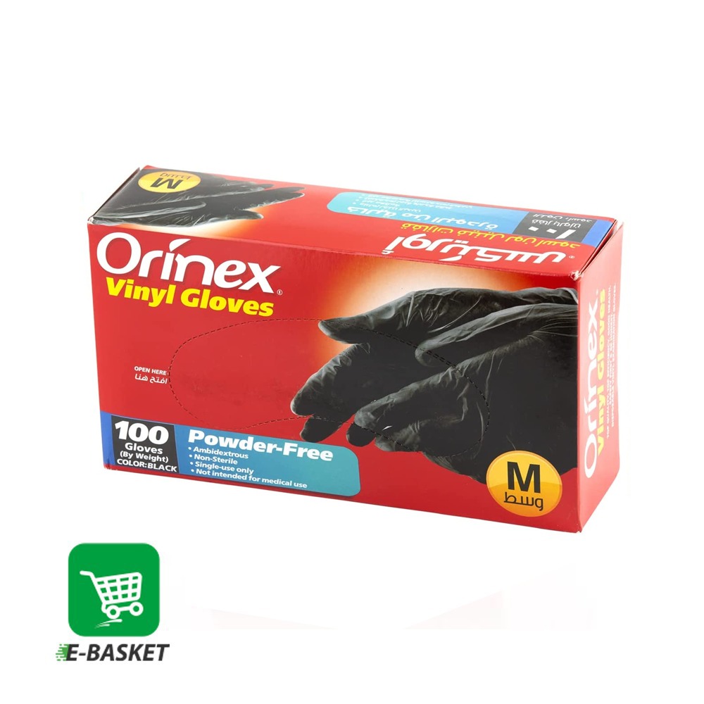 Orinex Powder Free Black Gloves Large 10 x 100